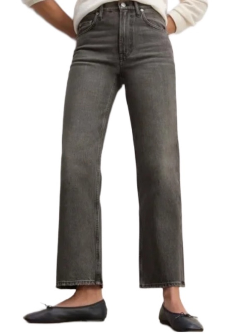 Everlane Original Cheeky Jean Gray Wash High Rise Straight Leg Size 33R
